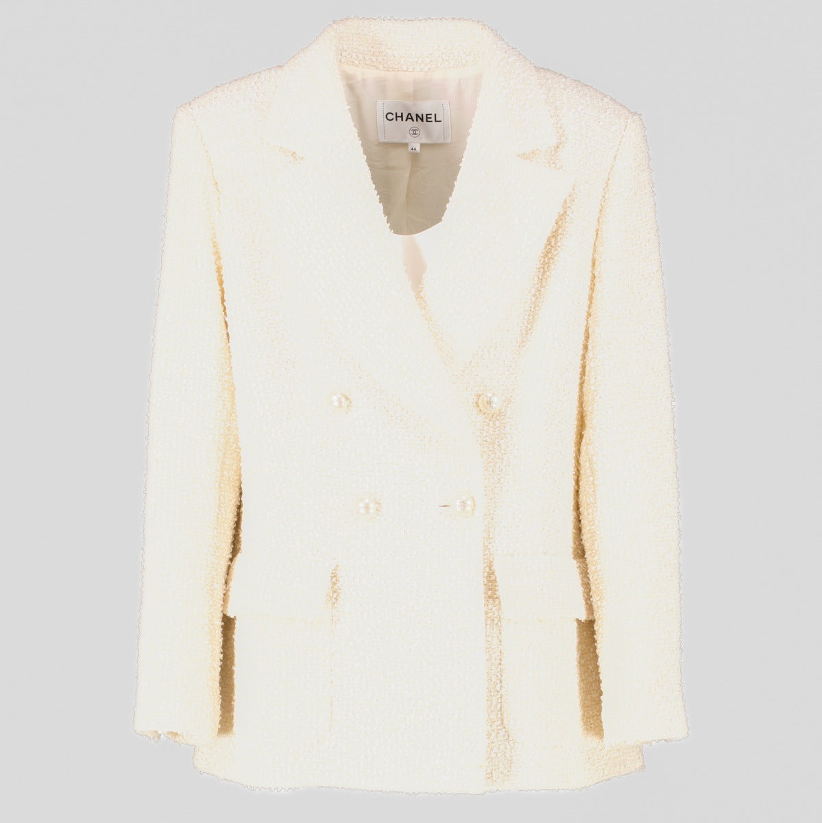 Veste Blazer Chanel 19C La Pausa en Tweed Blanc - Taille FR44