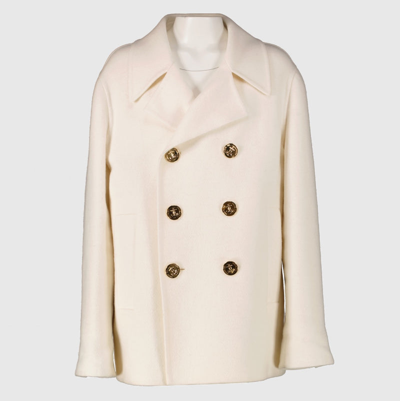 Christian Dior White Coat in alpaca, cashmere and wool – Size FR 42.