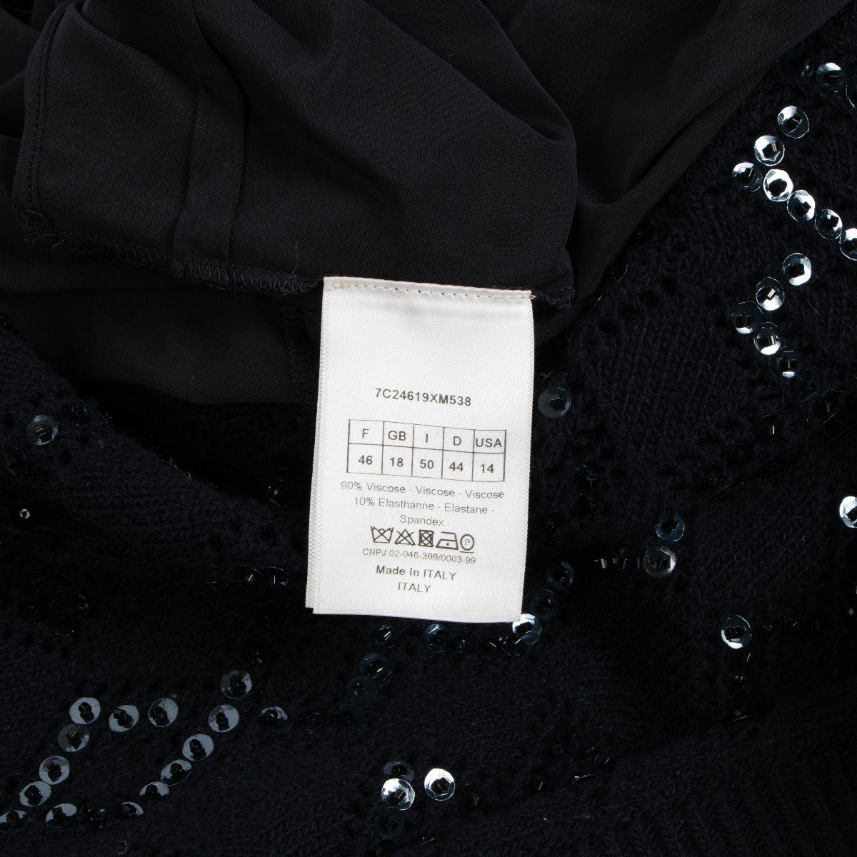 Dior Donkerblauwe wollen jurk met pailletten - Maat FR46