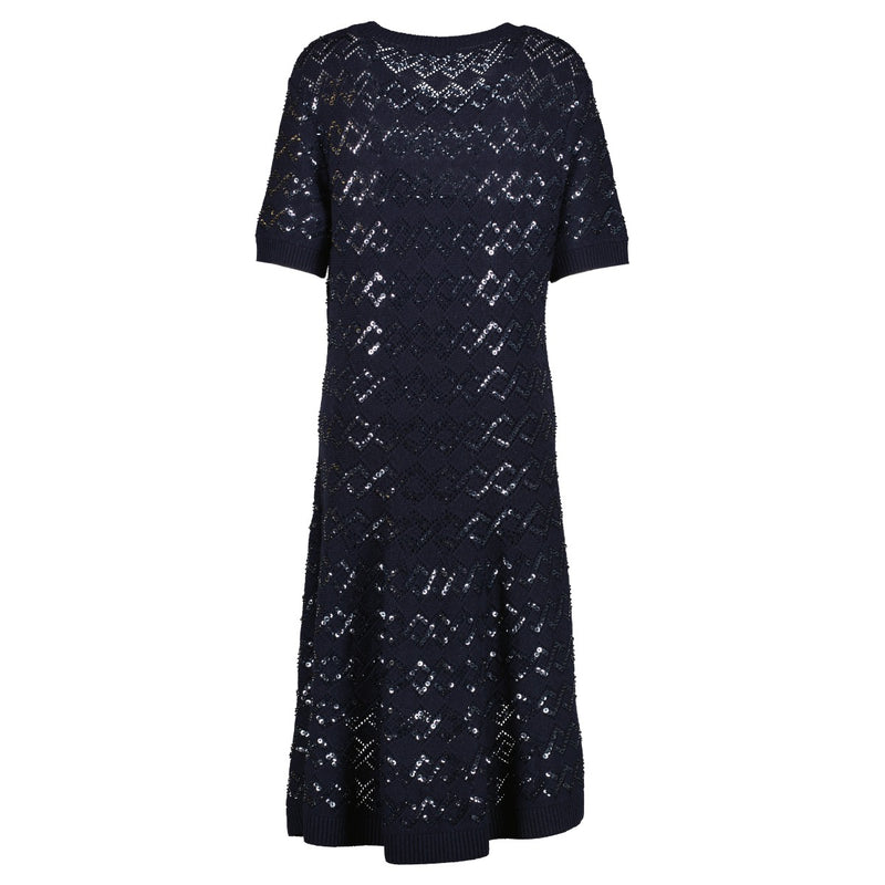 Dior Navy Wool Sequin Embellished Dress
