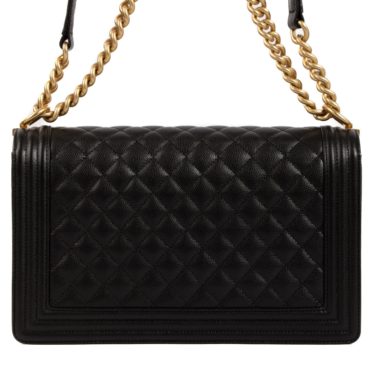 Shop safe online at Labellov in Antwerp, Brussels and Knokke this 100% authentic second hand Chanel Black Caviar Leather Large Boy Bag