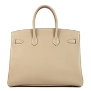 Authentic second hand Hermès Birkin 35 Trench Clemence PHW on www.labellov.com