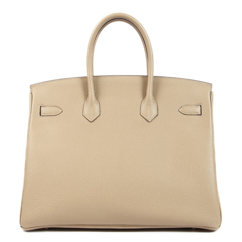 Authentic second hand Hermès Birkin 35 Trench Clemence PHW on www.labellov.com