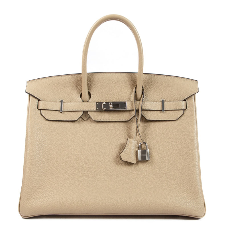 Authentic second hand Hermès Birkin 35 Trench Clemence PHW on www.labellov.com