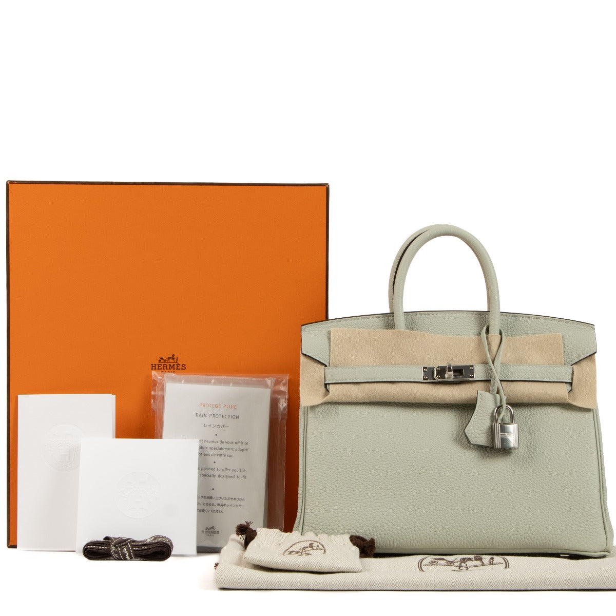 Authentic second hand Hermès 2023 Birkin 25 Gris Neve Togo on www.labellov.com