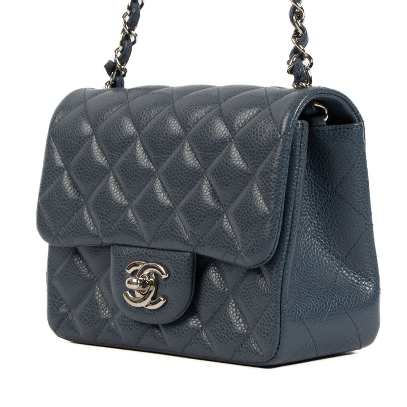 Chanel Blue Caviar Mini Square Classic Flap Bag PHW for the best price at Labellov