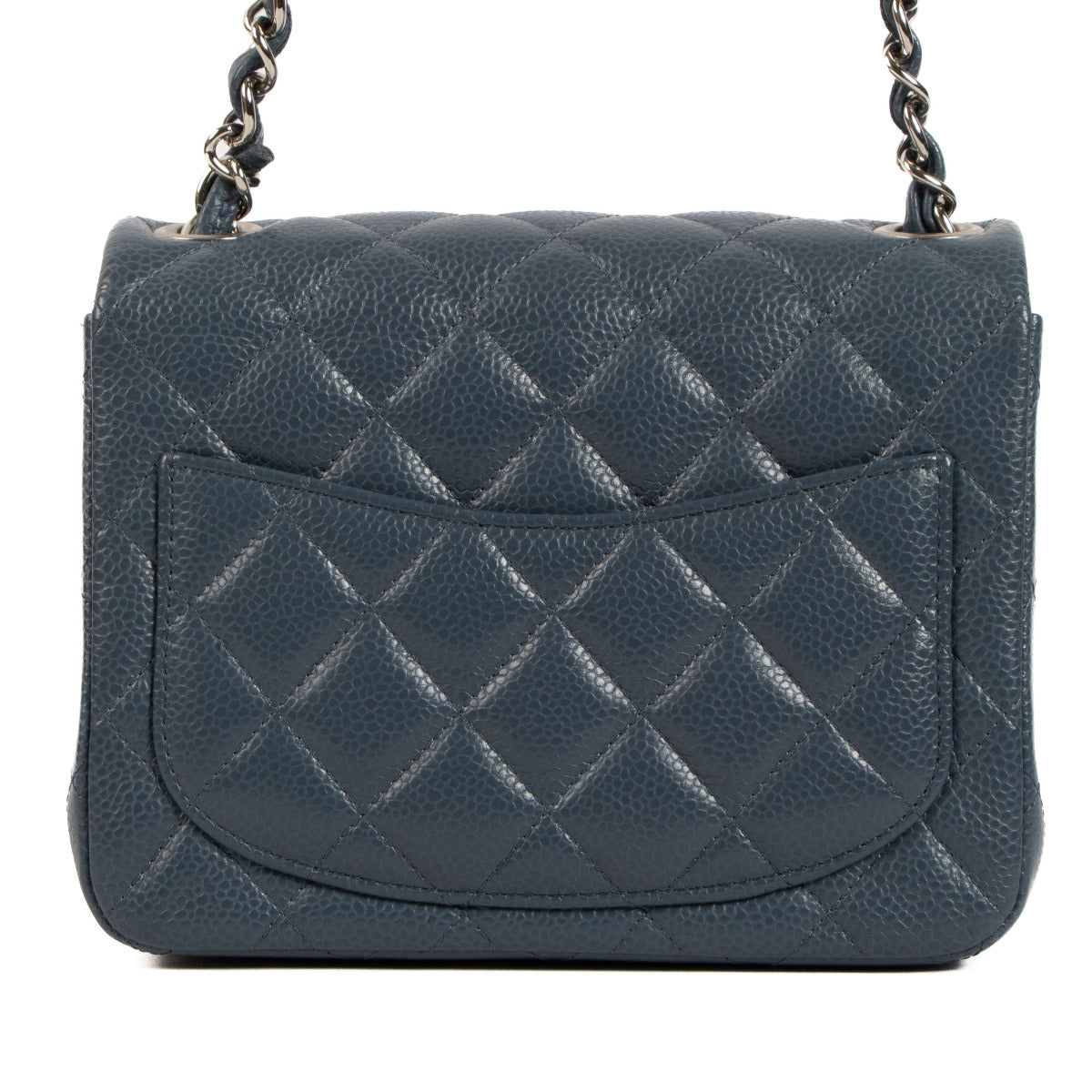Chanel Blue Caviar Mini Square Classic Flap Bag PHW for sale at Labellov secondhand luxury in Antwerp