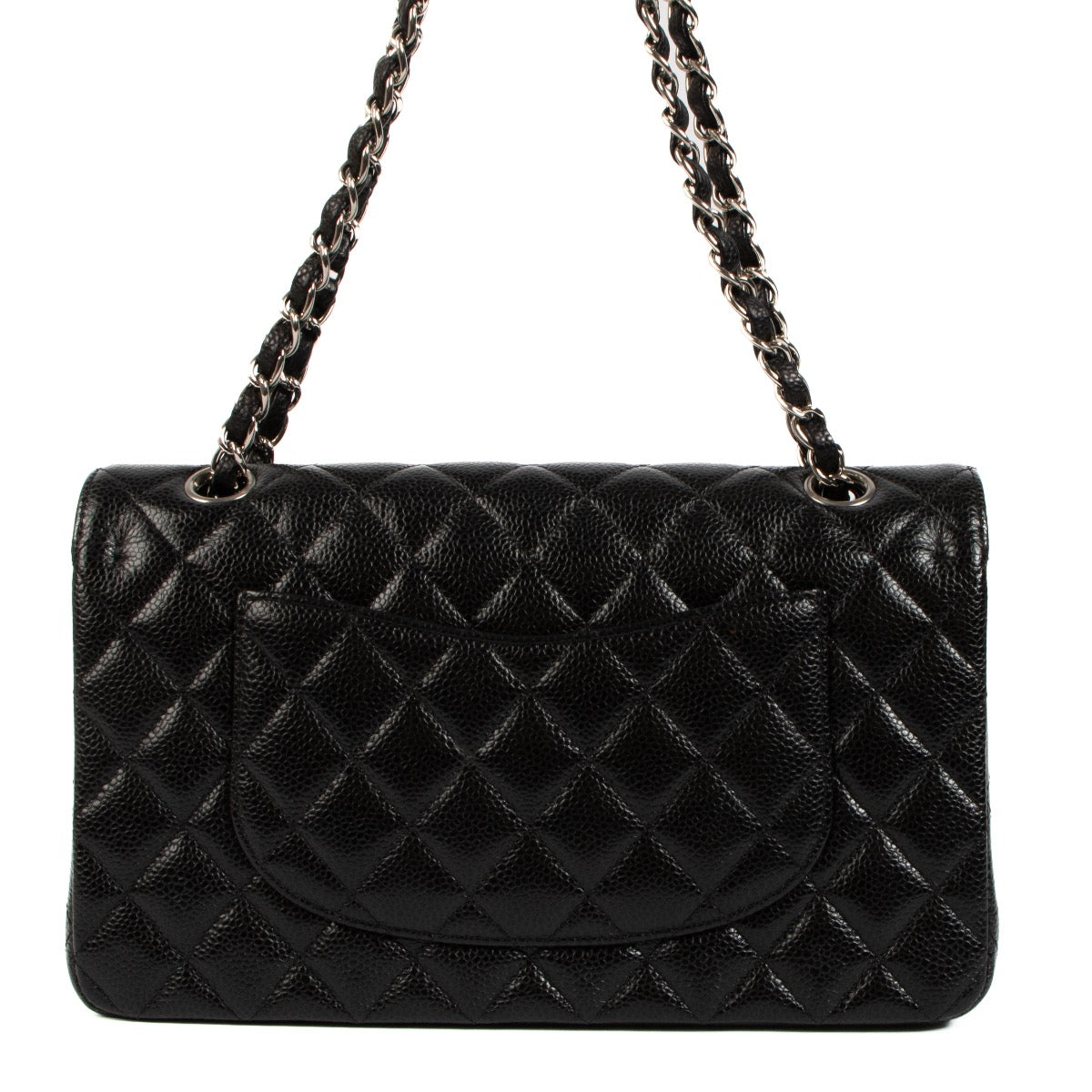 Shop safe online at Labellov in Antwerp, Brussels and Knokke this 100% authentic second hand Chanel Black Medium Caviar Leather Classic Flap Bag