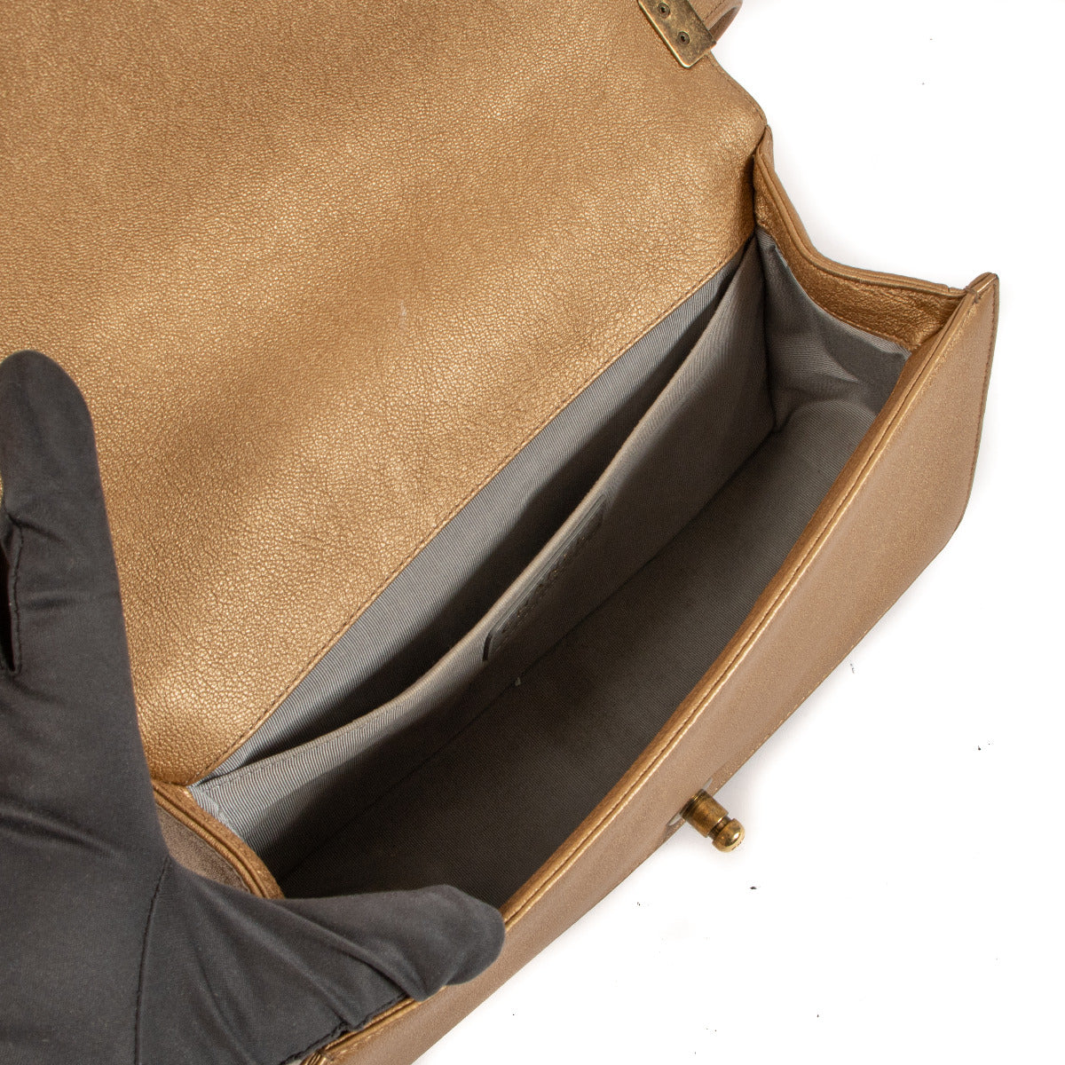 Chanel Gold/Bronze CC Cut-Out Medium Boy Bag