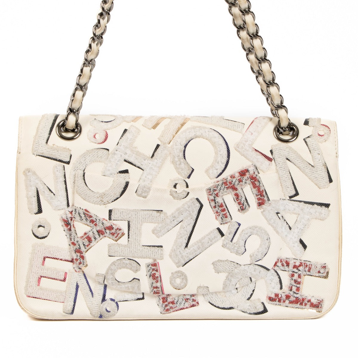 shop 100% authentic second hand Chanel White Graffiti 2014 Classic Flap Bag on Labellov.com