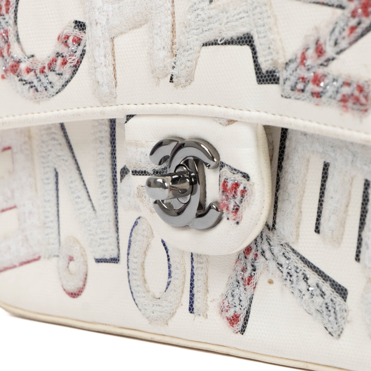 shop 100% authentic second hand Chanel White Graffiti 2014 Classic Flap Bag on Labellov.com