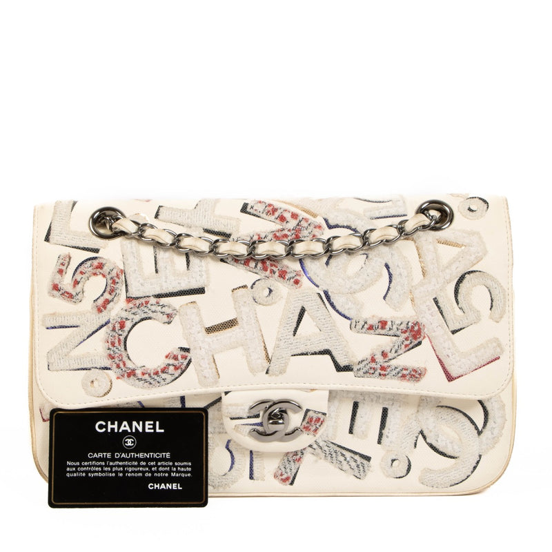 shop 100% authentic second hand Chanel White Graffiti 2014 Classic Flap Bag on Labellov.com