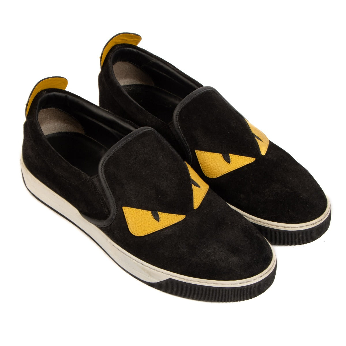 Fendi Black Suede Monster Slip-On Sneakers