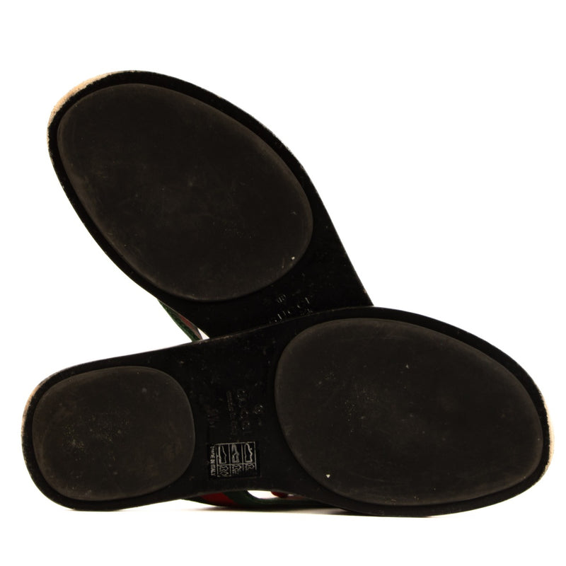 Gucci Zwarte GG Web Teenslippers - Maat 43.5