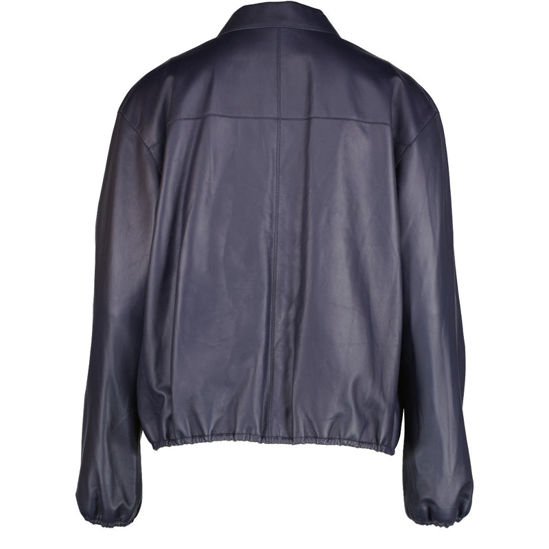 Hermès Blue Lambskin Leather Jacket