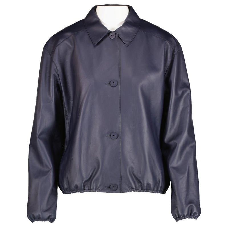 Hermès Blue Lambskin Leather Jacket