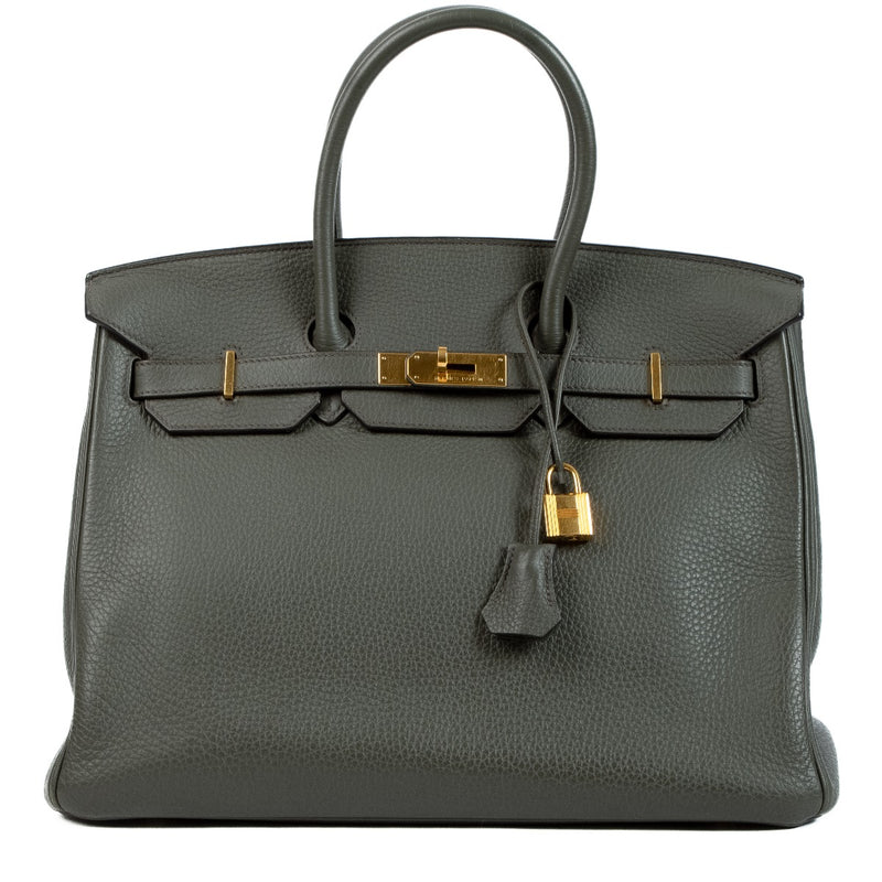 Authentic second hand Hermès 2012 Birkin 35 Vert de Gris Togo on www.labellov.com