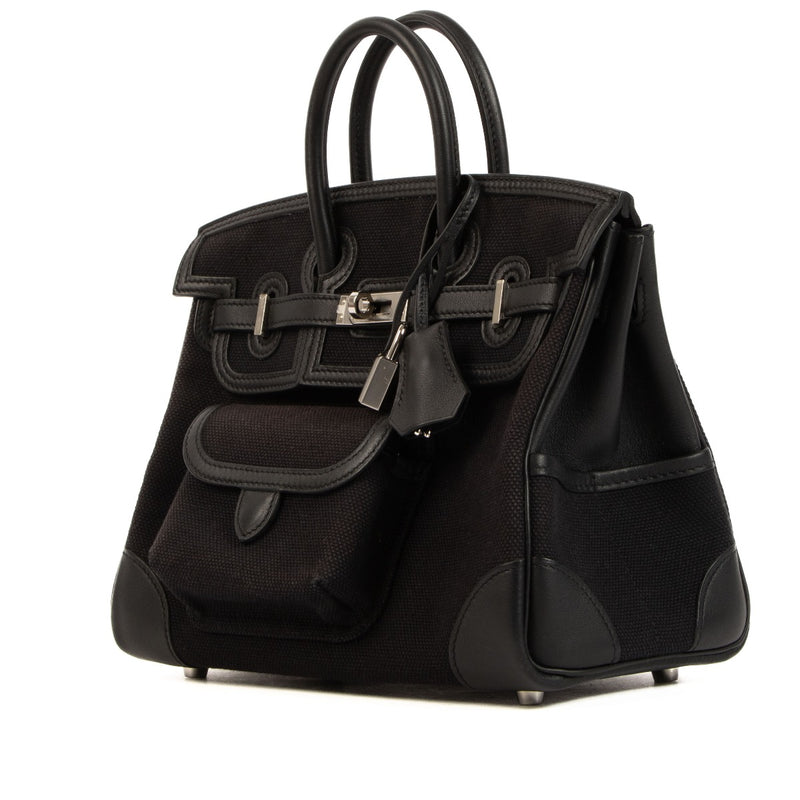 Shop authentic second hand luxury designer Hermès Birkin Cargo 25 Black Toile Goeland/Swift PHW on www.labellov.com