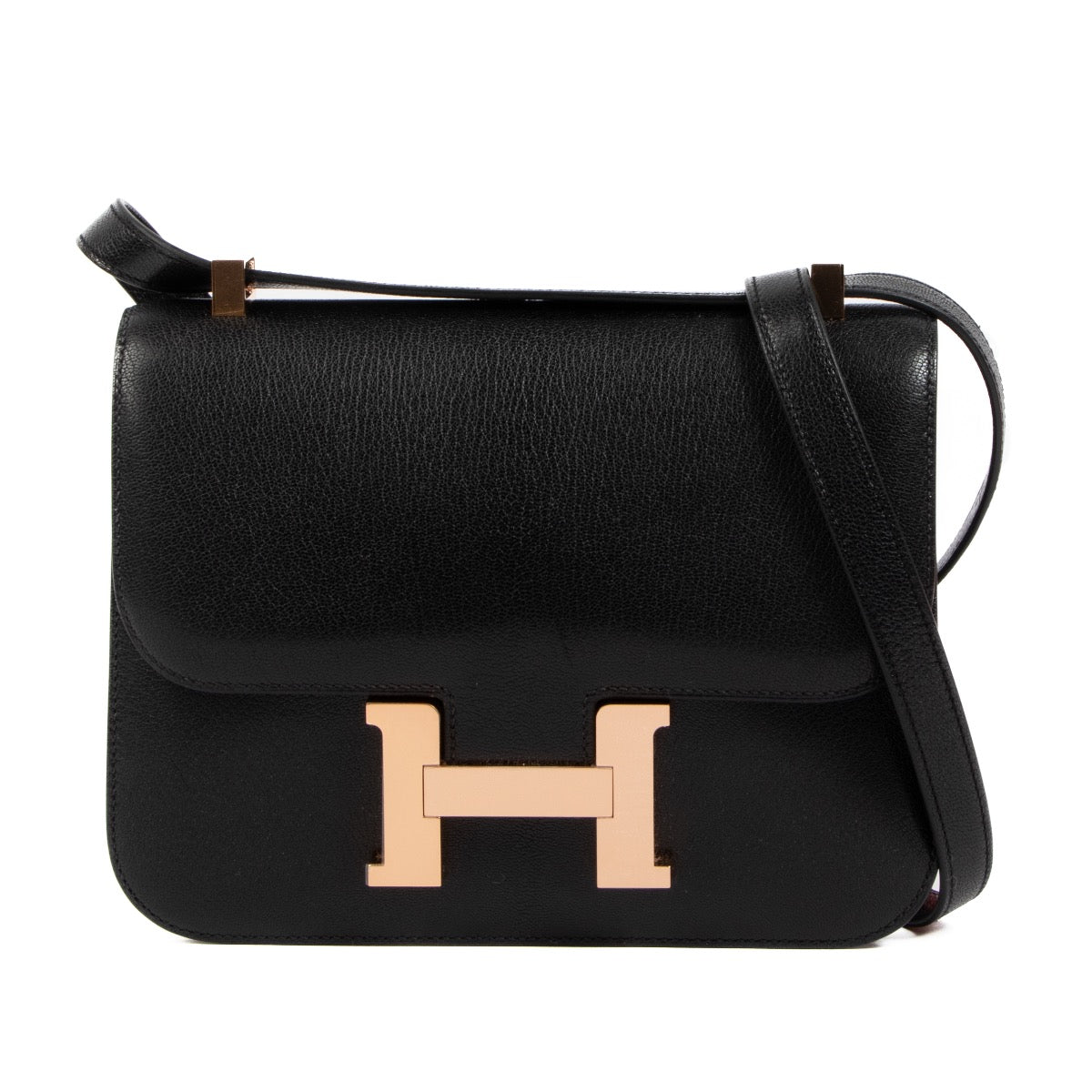 Shop 100% authentic second-hand Hermès Black Constance Chèvre Rose GHW on Labellov.com