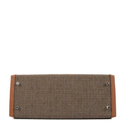 Authentic second hand brand new store-fresh Hermès Kelly Sellier 28 Toile Quadrille/Swift Noir/Blanc/Desert/Gold on www.labellov.com