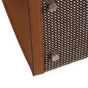 Hermès Kelly Sellier 28 Toile Quadrille/Veau Swift Noir/Blanc/Desert/Gold