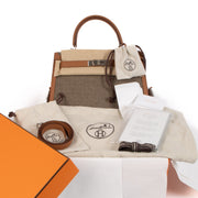 Hermès 2023 Kelly Sellier 28 Toile Quadrille/Swift