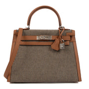 Hermès 2023 Kelly Sellier 28 Toile Quadrille/Veau Swift