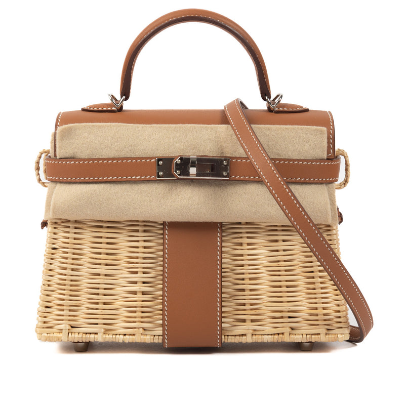 Buy and sell your authentic designer Hermès Kelly Mini Picnic Osier Swift Naturel / Gold PHW at Labellov in Antwerp Brussels Knokke with worldwide shipping