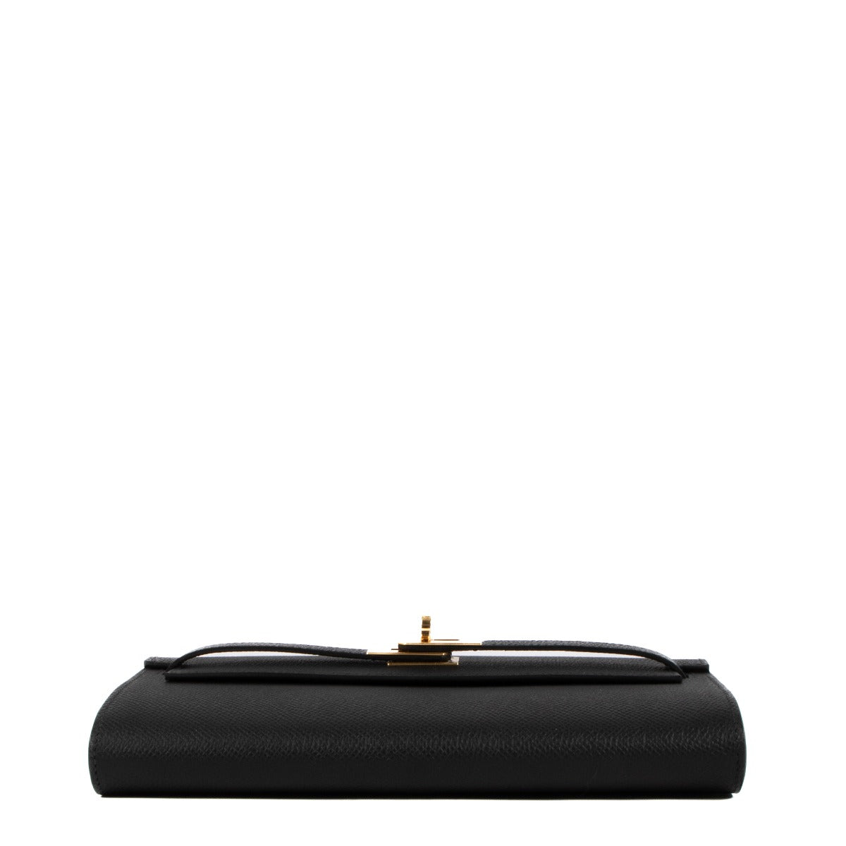 Portefeuille Hermès Kelly To Go en cuir Epsom noir avec finitions dorées