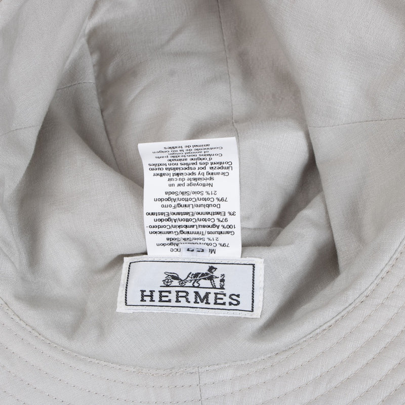 Hermès Grey Cotton and Silk Bucket Hat - size 57