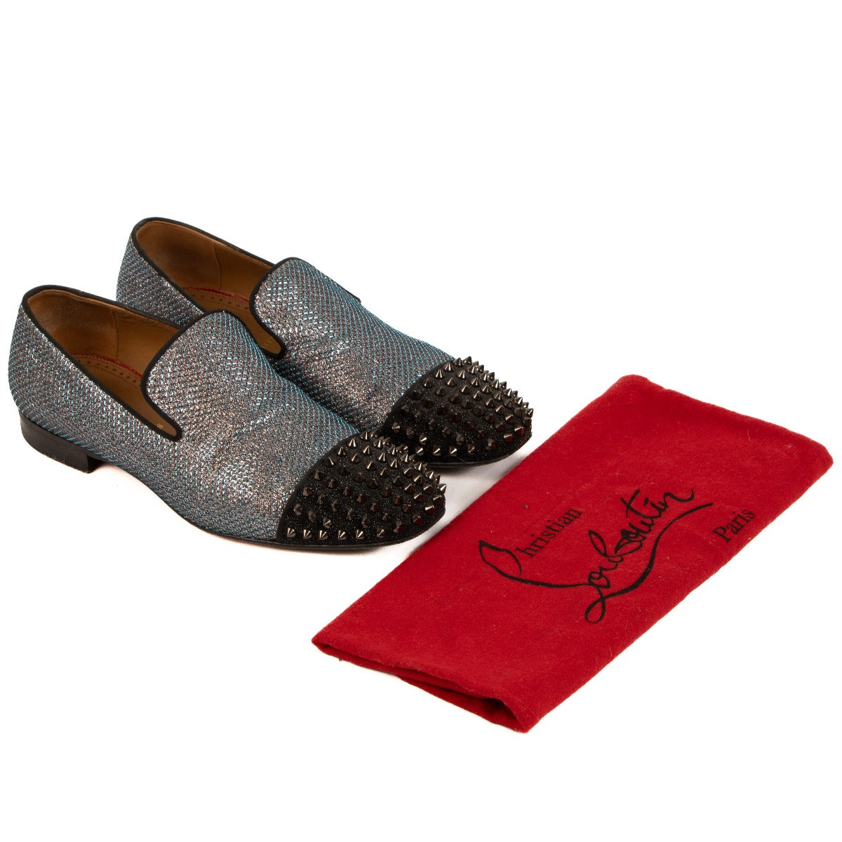 Christian Louboutin Silver Studded Spooky Loafers