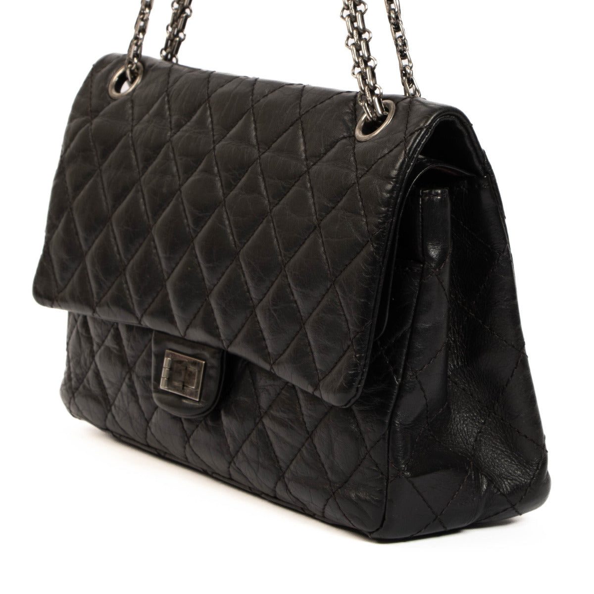 Chanel Black Aged Calfskin 2.55 Bag