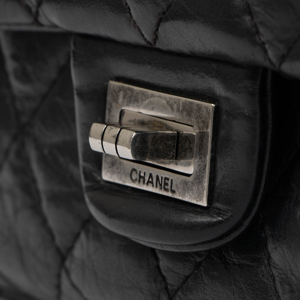 Chanel Black Aged Calfskin 2.55 Bag