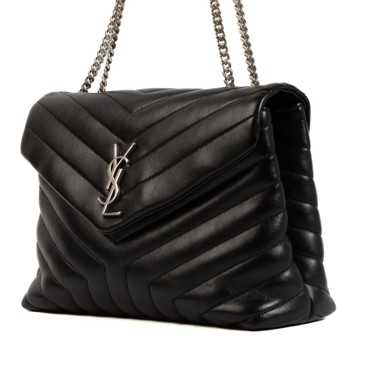 Saint Laurent Zwarte Leren Loulou Medium Schoudertas