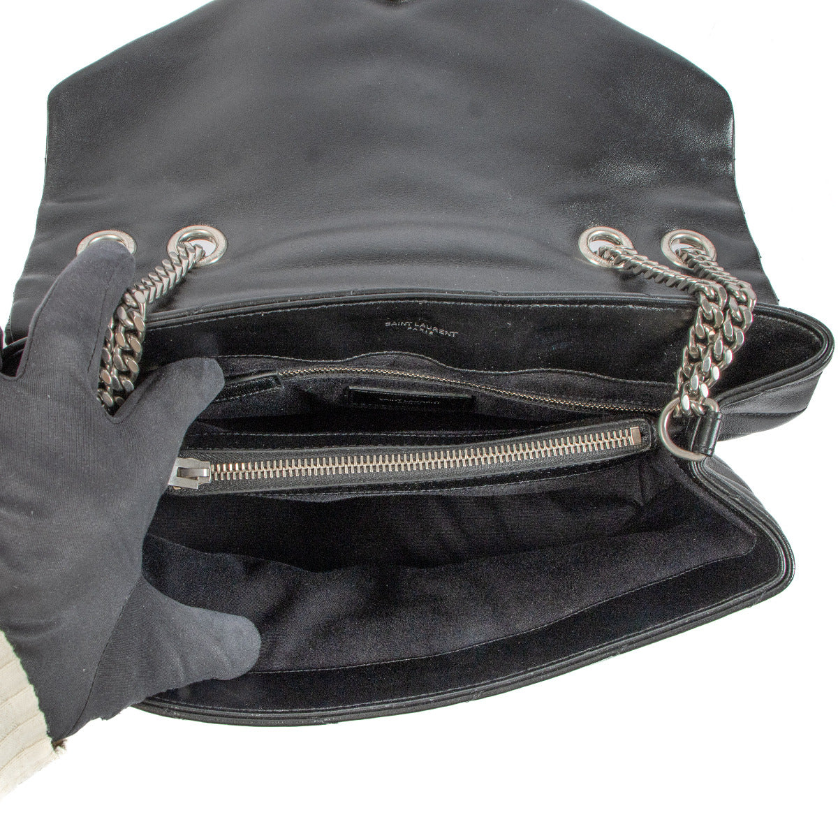 Saint Laurent Zwarte Leren Loulou Medium Schoudertas