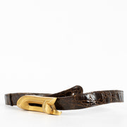Authentic second-hand Delvaux 1970s Brown Crocodile Belt on labellov.com