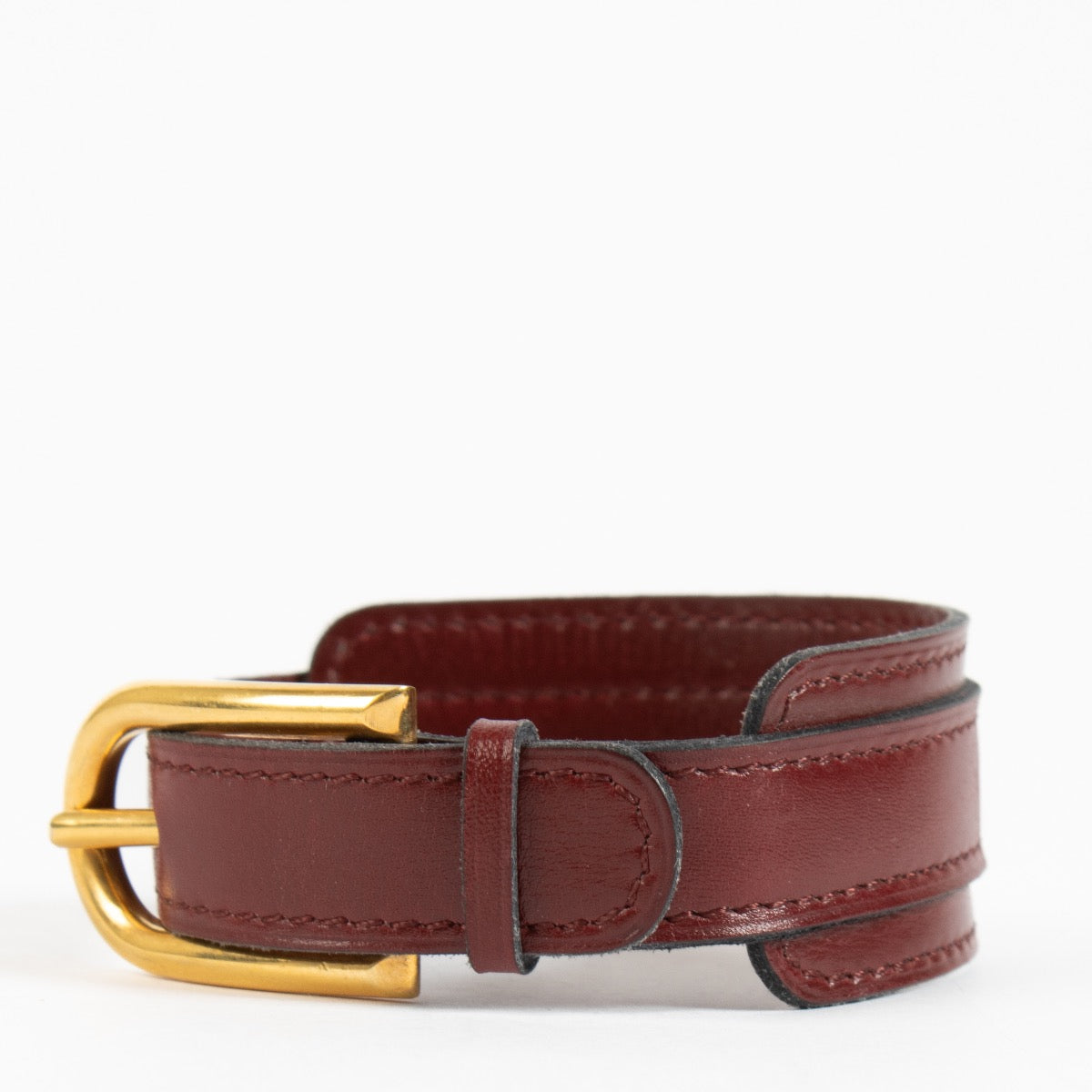 Delvaux Burgundy Leather Bracelet