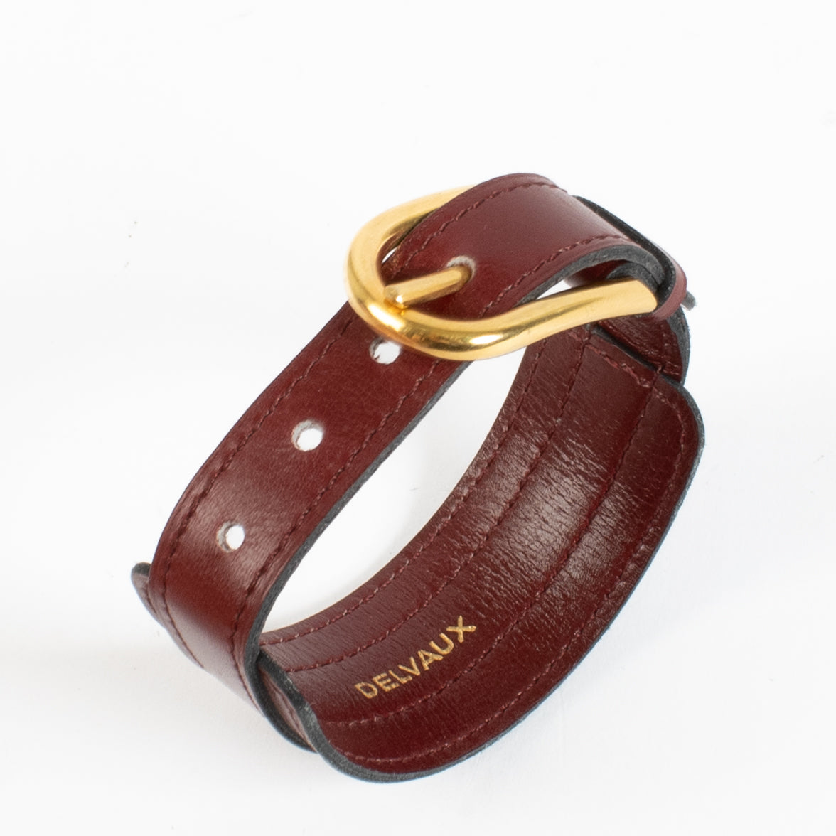 Delvaux Burgundy Leather Bracelet