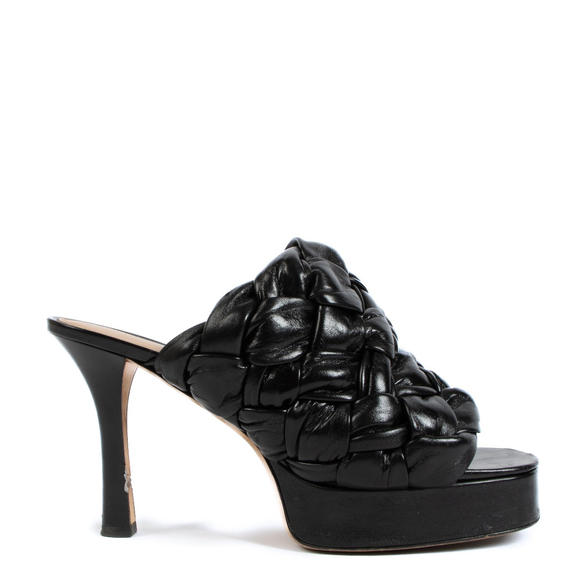 Bottega Veneta Black Board Weave Mule Sandals
