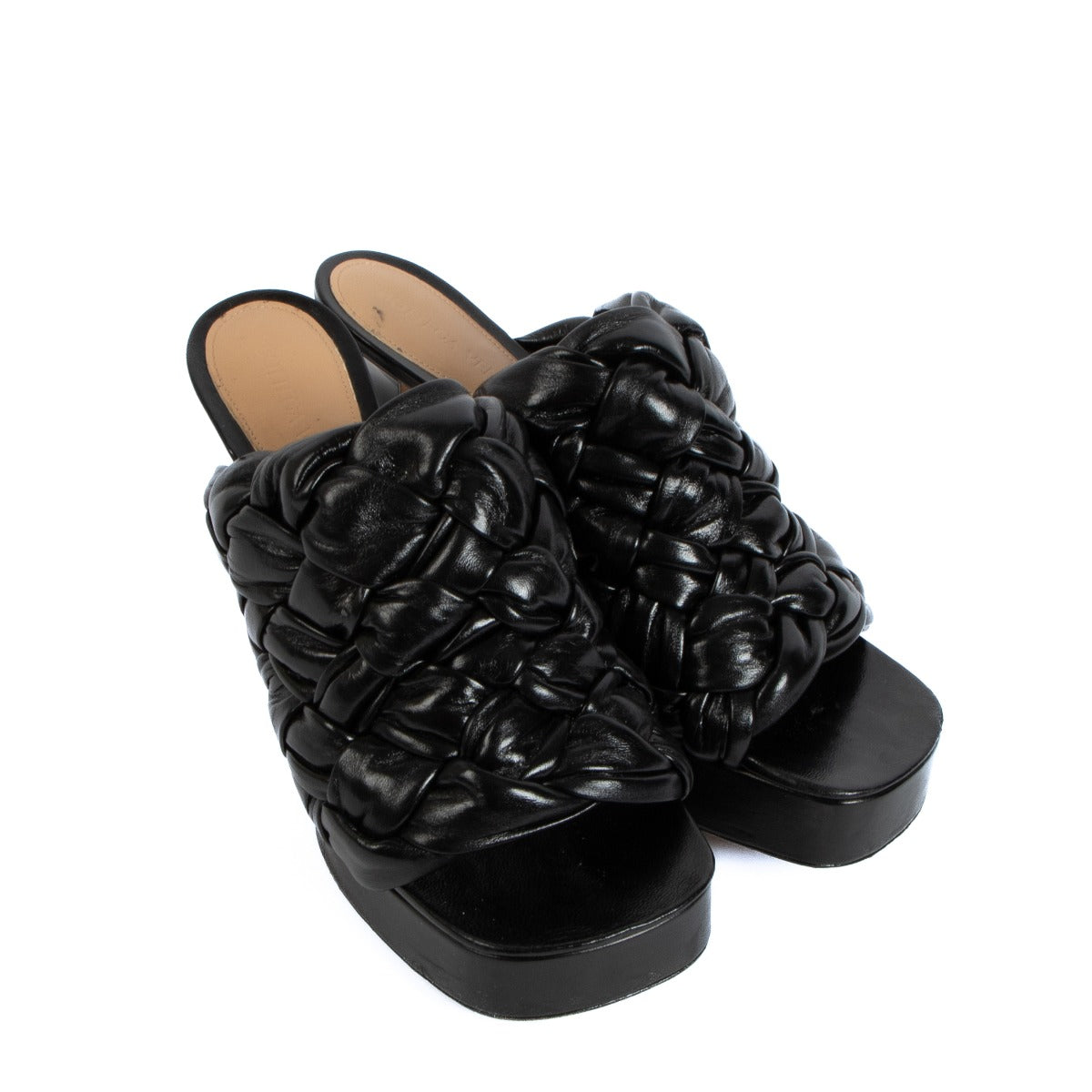 Bottega Veneta Black Board Weave Mule Sandals