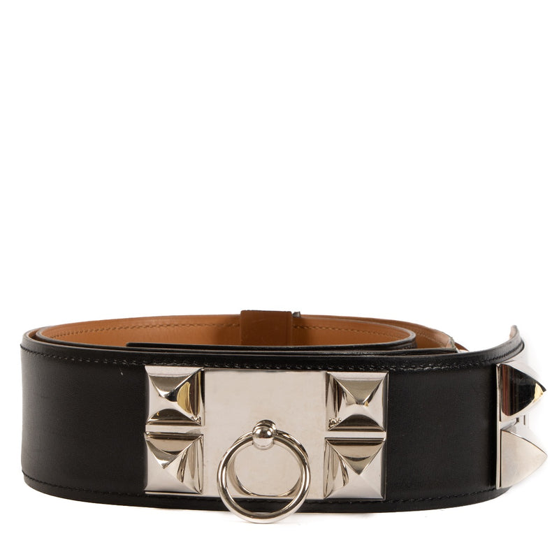 Shop safe online at Labellov in Antwerp, Brussels and Knokke this 100% authentic second hand Hermès Black Box Collier de Chien 50 Belt - size 95