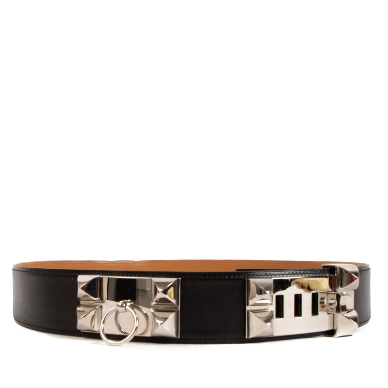 Shop safe online at Labellov in Antwerp, Brussels and Knokke this 100% authentic second hand Hermès Black Box Collier de Chien 50 Belt - size 95
