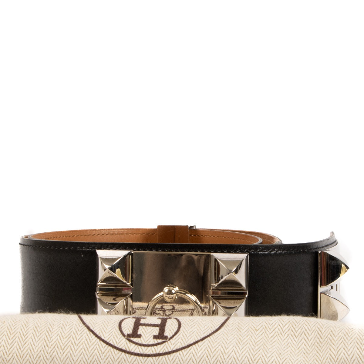 Shop safe online at Labellov in Antwerp, Brussels and Knokke this 100% authentic second hand Hermès Black Box Collier de Chien 50 Belt - size 95