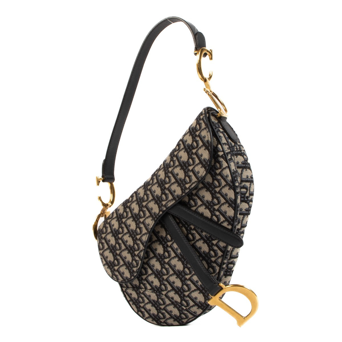 Shop safe online at Labellov in Antwerp, Brussels and Knokke this 100% authentic second hand Christian Dior Blue Oblique-jacquard Saddle Bag + Strap