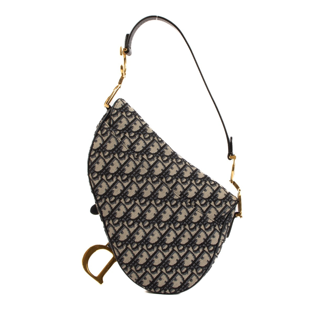 Shop safe online at Labellov in Antwerp, Brussels and Knokke this 100% authentic second hand Christian Dior Blue Oblique-jacquard Saddle Bag + Strap