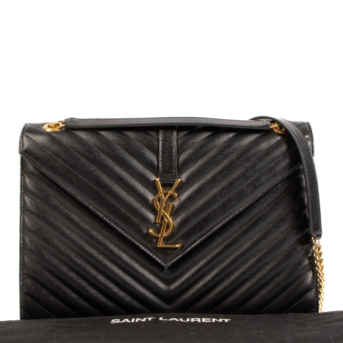 Buy an authentic Saint Laurent Black College Large Chain Shoulder Bag on LabelLov.com