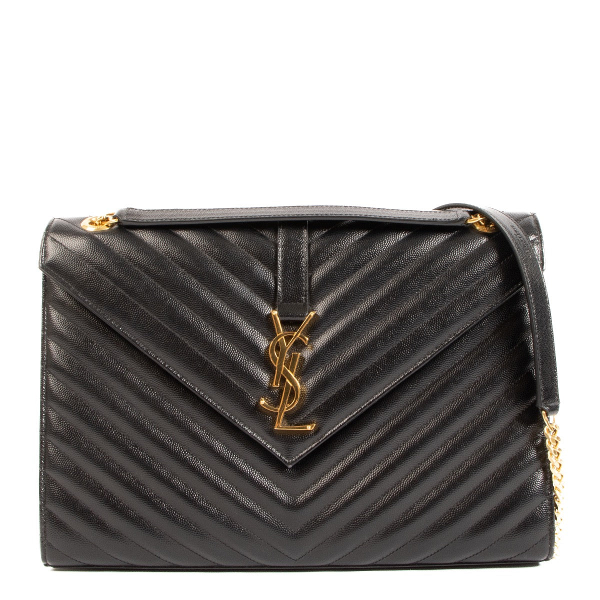 Buy an authentic Saint Laurent Black College Large Chain Shoulder Bag on LabelLov.com