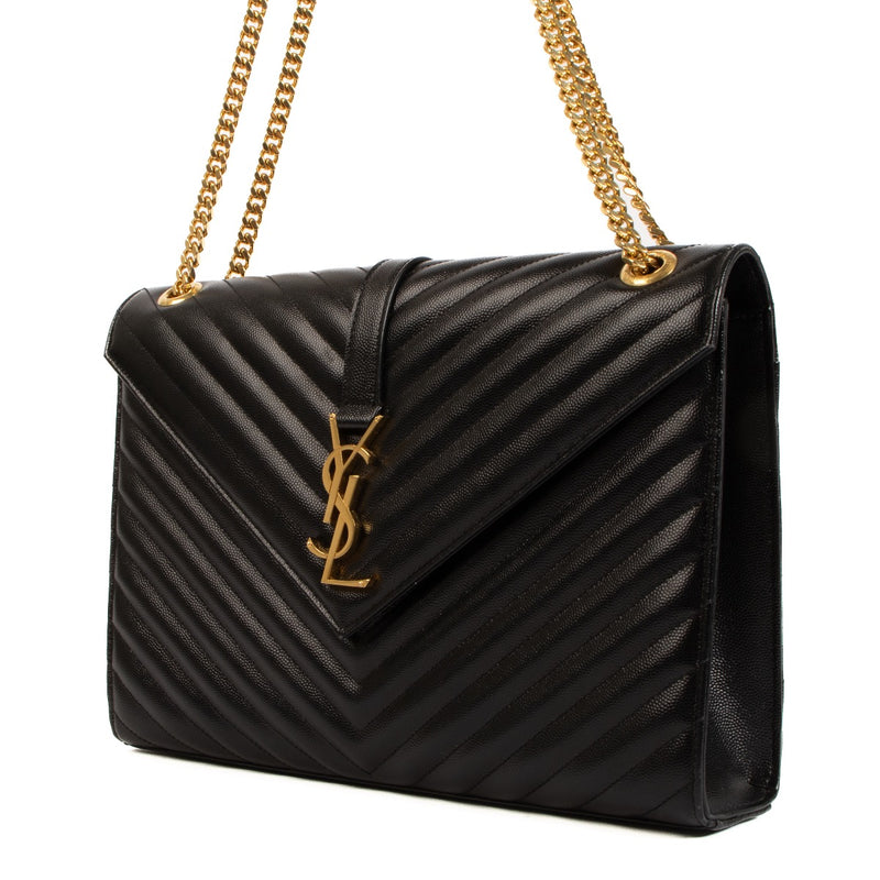 Buy an authentic Saint Laurent Black College Large Chain Shoulder Bag on LabelLov.com