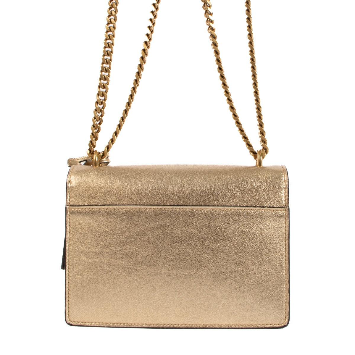 Shop safe online at Labellov in Antwerp, Brussels and Knokke this 100% authentic second hand Saint Laurent Gold Small Sunset Crossbody