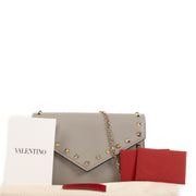 Buy an authentic Valentino Garavani Rockstud Grey Wallet On Chain on LabelLov.com